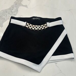 Black and White Skort with Silver Accent